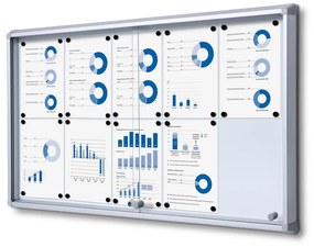 Vitrina de informatii interioare cu usi glisante 10 x A4 - spate tabla, aluminiu