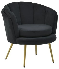 Fotoliu cu picioare metalice Coquille Noire 80 cm