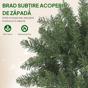 HOMCOM Pom de Crăciun Artificial de 180 cm cu Lumini Incorporate Albe și Colorate în 9 Moduri și 899 Crengi Ignifuge, Brad de Crăciun Dens și Realistic cu Bază Metalică Pliabilă pentru Acasă | Aosom Romania