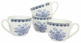 Set de 4 cești din porțelan Blue Rose, 90 ml