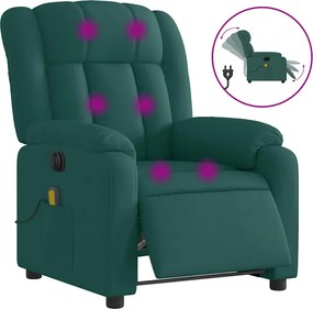 vidaXL Fotoliu electric de masaj rabatabil, verde închis, textil