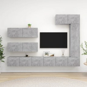 3079137 vidaXL Set de dulapuri TV, 7 piese, gri beton, lemn prelucrat