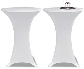 vidaXL Faţă de masă pentru mese inalte Ø 80 cm alb elasticizată 2 buc