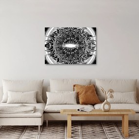 Tablou cu ornamente alb negre (70x50 cm)