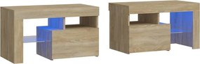 vidaXL Noptiere cu lumini LED, 2 buc., stejar sonoma, 70x36,5x40 cm