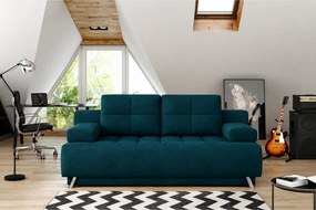 Canapea extensibila OSLO, stofa catifelata albastru - Salvador 11, cu