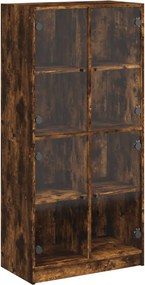 vidaXL Dulap înalt cu uși, stejar fumuriu, 68x37x142 cm, lemn compozit