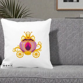 Perna Decorativa Trasura Regala Aurie, 40x40 cm, Alba Mata, Husa Detasabila, Perna Inclusa, BEKZ®