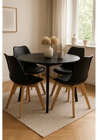 Masă de dining rotundă cu blat negru 105x105 cm Vojens – House Nordic