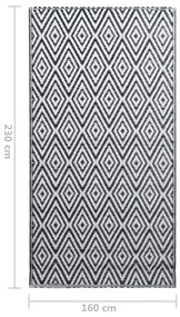 Covor de exterior, alb si negru, 160x230 cm, PP white and black, 160 x 230 cm