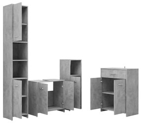 Set mobilier baie, 4 piese, gri beton Gri beton