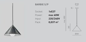 Pendul, Lustra din aluminiu BARBIE alb, negru, alama sau cupru