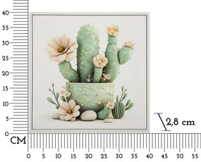Mauro Ferretti Tablou Imprimat Pe Pânză Lacuită, Cu Ramă, Model ,,Borcan Cu Cactus", Varianta D, Dimensiuni 40 X 2,8 X 40 Cm | Aosom Romania