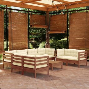 3096277 vidaXL Set mobilier de grădină cu perne, 9 piese, lemn masiv de pin