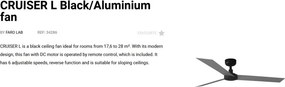 Ventilator tavan cu telecomanda CRUISER L negru/aluminiu