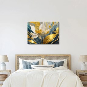 Tablou - Pictura de flori de aur (70x50 cm)