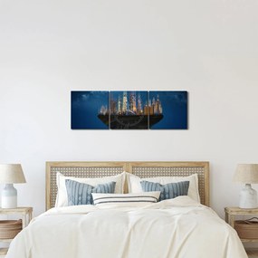 Tablou - Metropola plutind în spațiu (cu ceas) (90x30 cm)