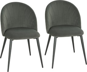 HOMCOM Set de 2 Scaune de Sufragerie din Catifea, Scaune de Bucătărie cu Spătar Curbat în Formă de Scoică, Picioare din Oțel, Stil Nordic, Scaune Tapițate pentru Bucătărie, Dormitor, Living, Gri | Aosom Romania