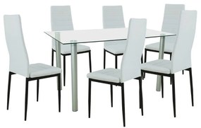 Set de masă Verna 6+1 alb-negru