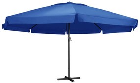 Umbrela de soare cu stalp aluminiu, albastru azur, 600 cm
