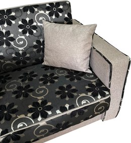 Fotoliu SAMY NEXT extensibil, cu lada de depozitare, stofa gri cu negru , 103x100x92 Stofa, Negru + Gri