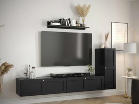 Mobilă pentru sufragerie Hartford G106 Negru, Cu componente suplimentare, Părți separate, Cu comodă tv, MDF, PAL laminat, 234x40cm, 40 kg