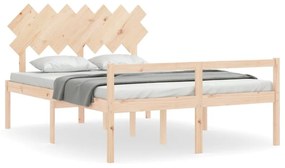 3195526 vidaXL Cadru de pat senior cu tăblie, 140x190 cm, lemn masiv