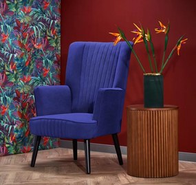 Fotoliu tapitat Delgado velvet bleumarin – H100 cm
