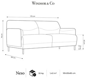 Canapea Windsor &amp; Co Sofas Neso, 175 cm, roz