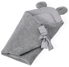 Păturică de înfășat gri din catifea reiată 35x65 cm – Meowbaby