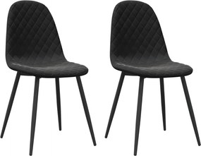 vidaXL Scaune de bucătărie, 2 buc., negru, catifea