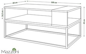 Mazzoni LYNX Stejar Artisan/Antracit (Gri închis) - MĂSUȚĂ DE CAFEA MODERNĂ STILUL LOFT