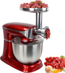 La mâna a doua: Robot de bucatarie 3in1 Royalty Line RL-PKM1900.7BG, 1900W, 6.5 Litri, Blender, Mixer Planetar, Tocator, Rosu