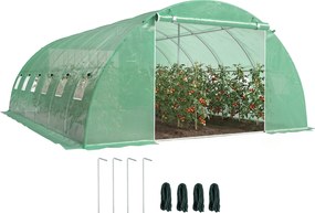 Outsunny Seră tunel de grădină Seră pentru legume oțel galvanizat Ø25mm și structură consolidată 395x595x199cm Verde | Aosom Romania