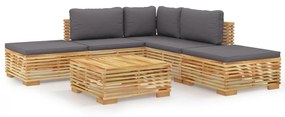 3100854 vidaXL Set mobilier grădină cu perne, 6 piese, lemn masiv de tec