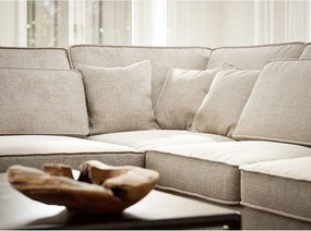 Colțar crem cu tapițerie din chenille (cu colț pe partea stângă/în formă de ”L”) Kirou – Maison de Rêve