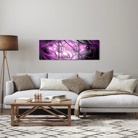 Tabloul cu abstracție frumoasă în violet (cu ceas) (90x30 cm)
