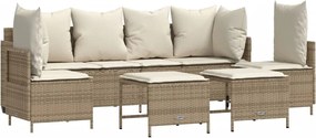 vidaXL Set canapele de grădină cu perne, 5 piese, bej, poliratan