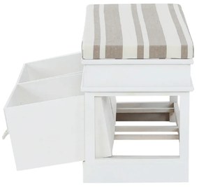 Bancă cu pernă, 2 sertare, alb/maro deschis, SEAT BENCH 1 NEW
