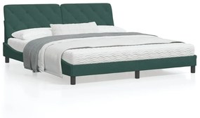 3213870 vidaXL Cadru de pat cu lumini LED, verde închis, 180x200 cm, catifea