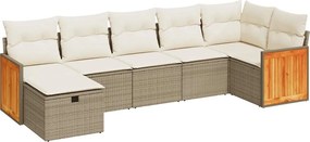 vidaXL Set canapele de grădină, 7 piese, cu perne, bej, poliratan