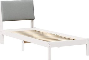 vidaXL Cadru de pat Alb și gri deschis 80 x 200 cm Lemn masiv de pin