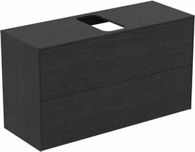 Dulap baza suspendat Ideal Standard Atelier Conca 2 sertare si blat cu decupaj central 100 cm finisaj stejar inchis