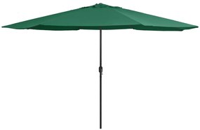 vidaXL Umbrelă de soare de grădină, stâlp metalic, verde, 390 cm