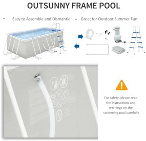 Outsunny Piscina Supraterana Dreptunghiulara cu Pompa Filtru si Scara Incluse, 440x240x122cm, Gri | Aosom Romania