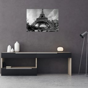 Tablou - Turnul Eiffel, alb-negru (70x50 cm)