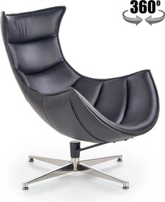 Fotoliu birou LUXOR, negru/crom, piele ecologica/metal, 86x84x96 cm