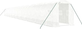 vidaXL Seră cu cadru din oțel, alb, 44 m², 22x2x2 m