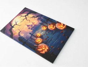 Pictură pe perete Cimitirul cu dovleci, 9 LED-uri, 60,5 x 40