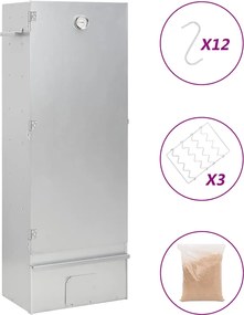 vidaXL Afumătoare grătar cu așchii lemn 44,5x29x110 cm oțel galvanizat